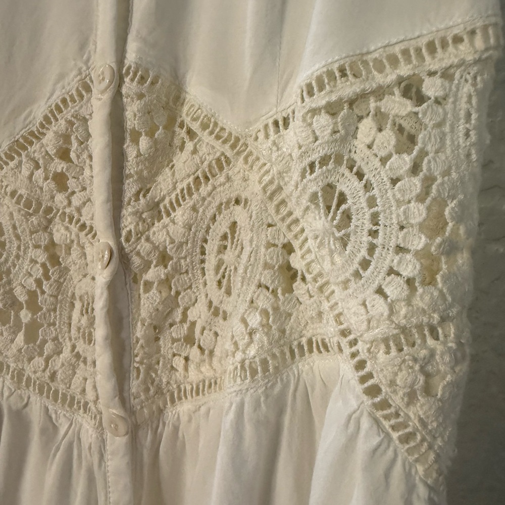 Kendall & Kylie White Crochet-Waist Button-Front Maxi Dress - Picture 4 of 15